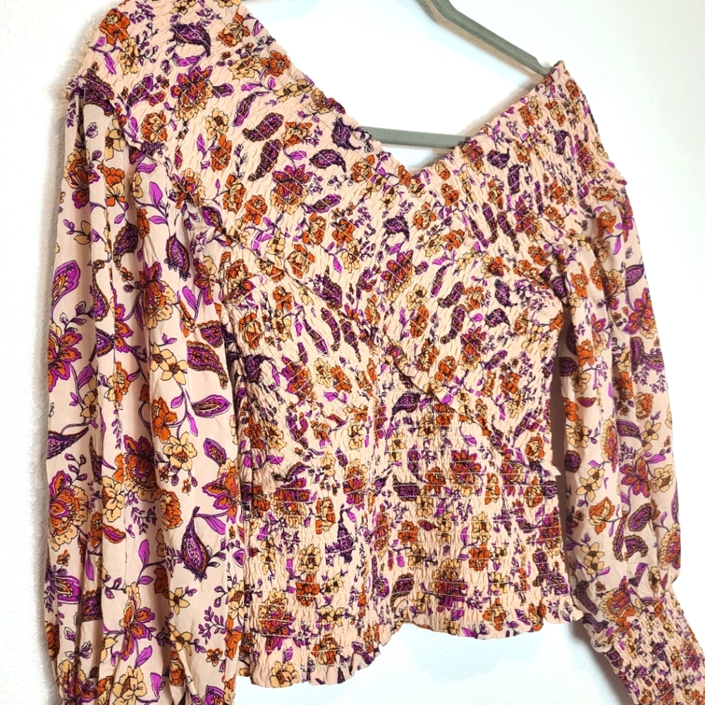 BB DAKOTA Steve Madden Paisley Print Smocked Blouse Top NEW - Picture 5 of 11